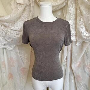 90s Judy Knapp stretchy tee with subtle sparkles Sz. M